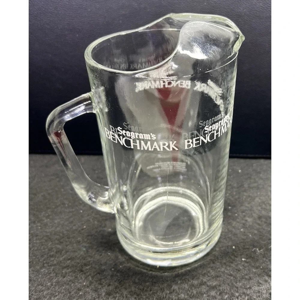 Vintage Clear‎ Glass SEAGRAM's BENCHMARK Pitcher